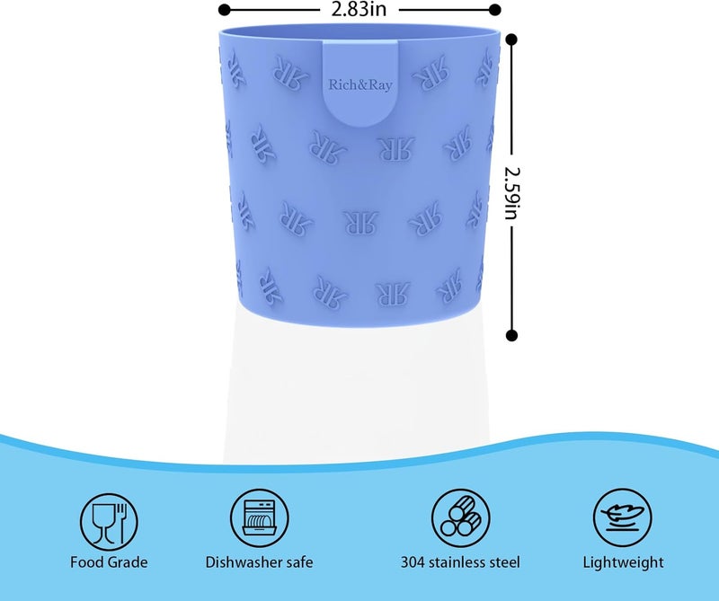 Rich&Ray Magnetic Cup Sleeve, 8oz Reusable Silicone Sleeve Without Cups, Stainless Steel Cup Sleeve Suitable for Water Cooler and Refrigerator, 2 Pack (Cups Not Included) - Image 3